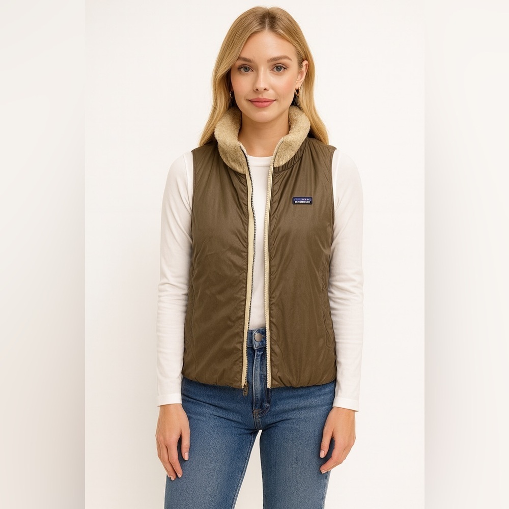 Patagonia Women's Reversible Fleece Vest Brown Beige XS Full Zip